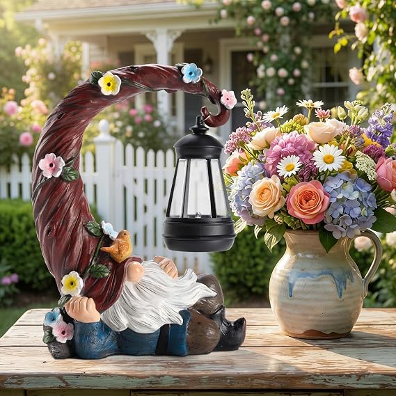 twinbling Christmas Gnomes Outdoor Statues with Solar Light Funny Gnome Decor Gifts for Women Mom Gnomes Decorations for Home Patio Lawn Yard Garden Decor