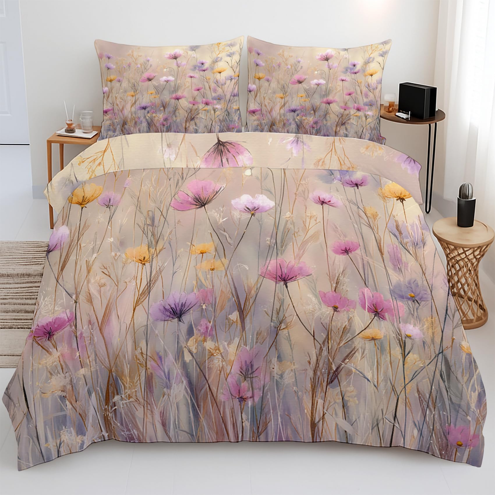 Housse de couette 220x240 microfibre douce avec fermeture éclair invisible