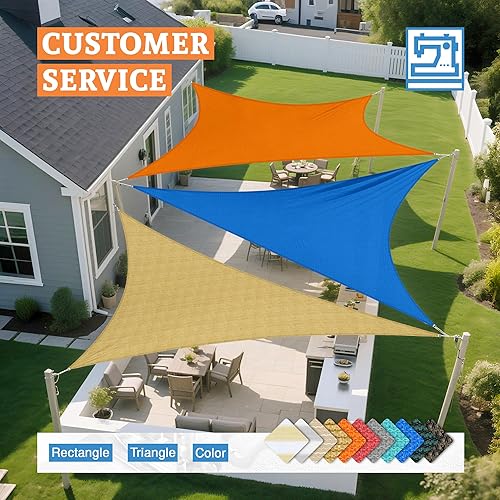 Miniatura 7 de Toldo triangular de 9 x 10 x 13.5 pies para patio, jardín y patio trasero, protección solar, toldos color naranja