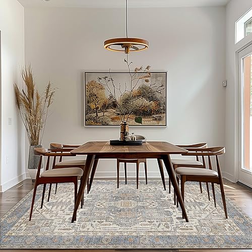 Miniatura 3 de Bavni Alfombra bohemia tribal lavable a máquina de 3 x 5 pulgadas, diseño vintage envejecido, de felpilla fina, para dormitorio, sala de estar,