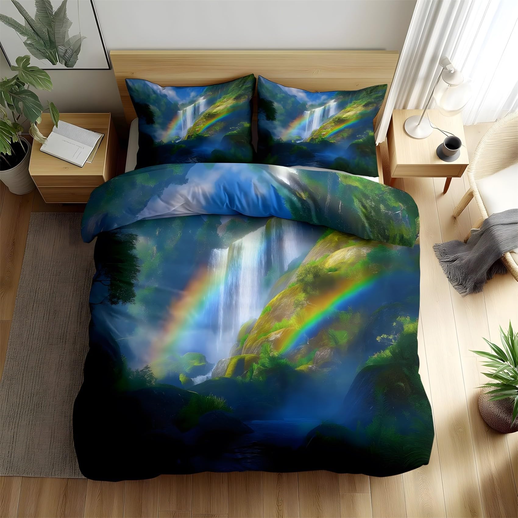 Housse de couette 140x200 cascade avec ses 2 taies 65x65 en microfibre