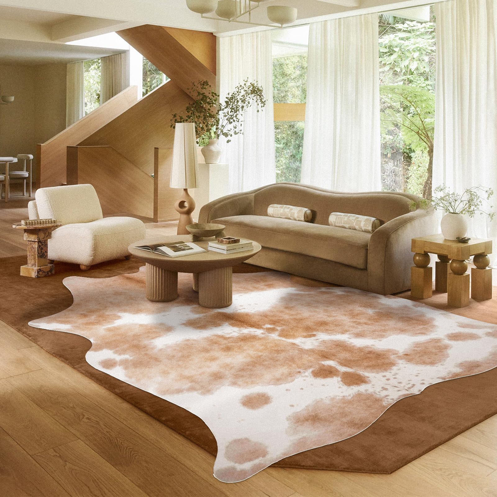 Amazon.com: Faux Cowhide Rug Large 8x10 ft, Neutral Modern Area