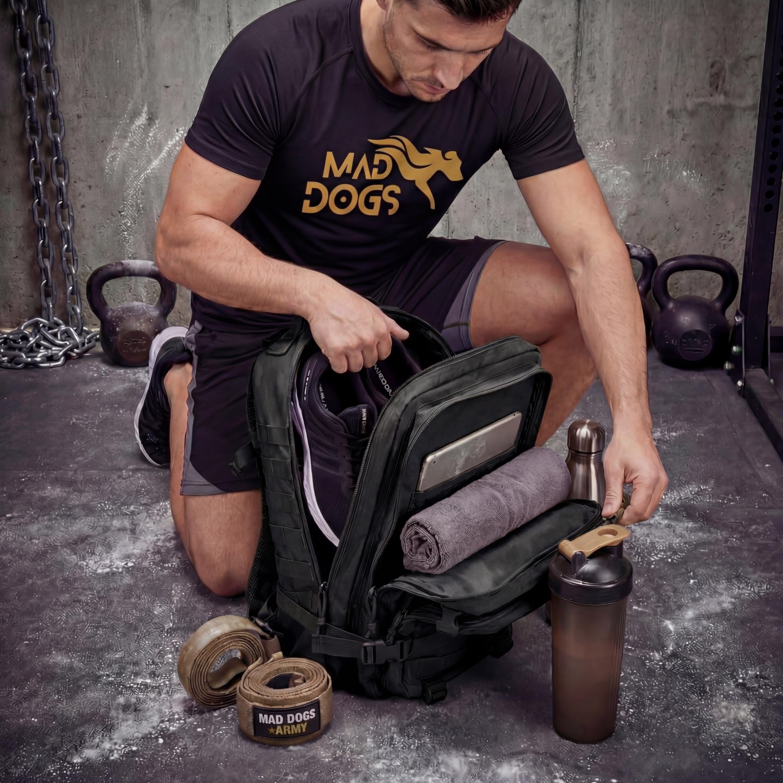 MAD DOGS Taktischer Militär-Rucksack, 45 l, wasserdicht, mit Molle-System, robust und multifunktional, für Survival, Wandern, Jagd, Airsoft, Trekking, Camping, Herren und Damen
