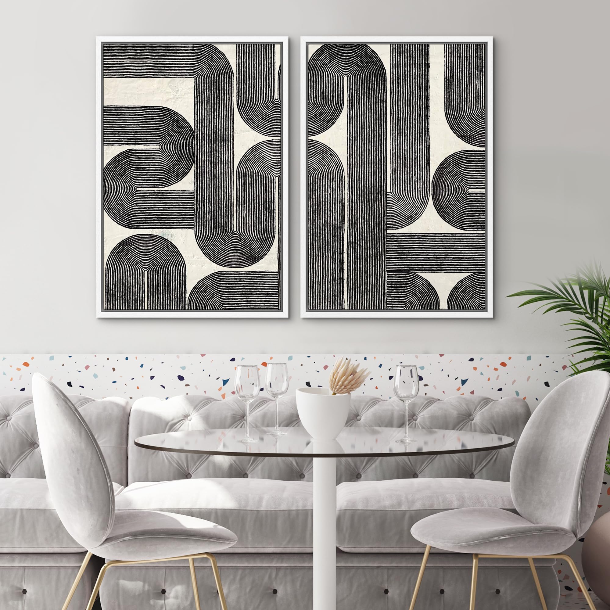 SIGNWIN Framed Canvas Print Wall Art Abstract Wave Pattern Modern Art Minimalist Neutral Decor for Living Room, Bedroom, Office - 16"x24"x2 Natural — view 133