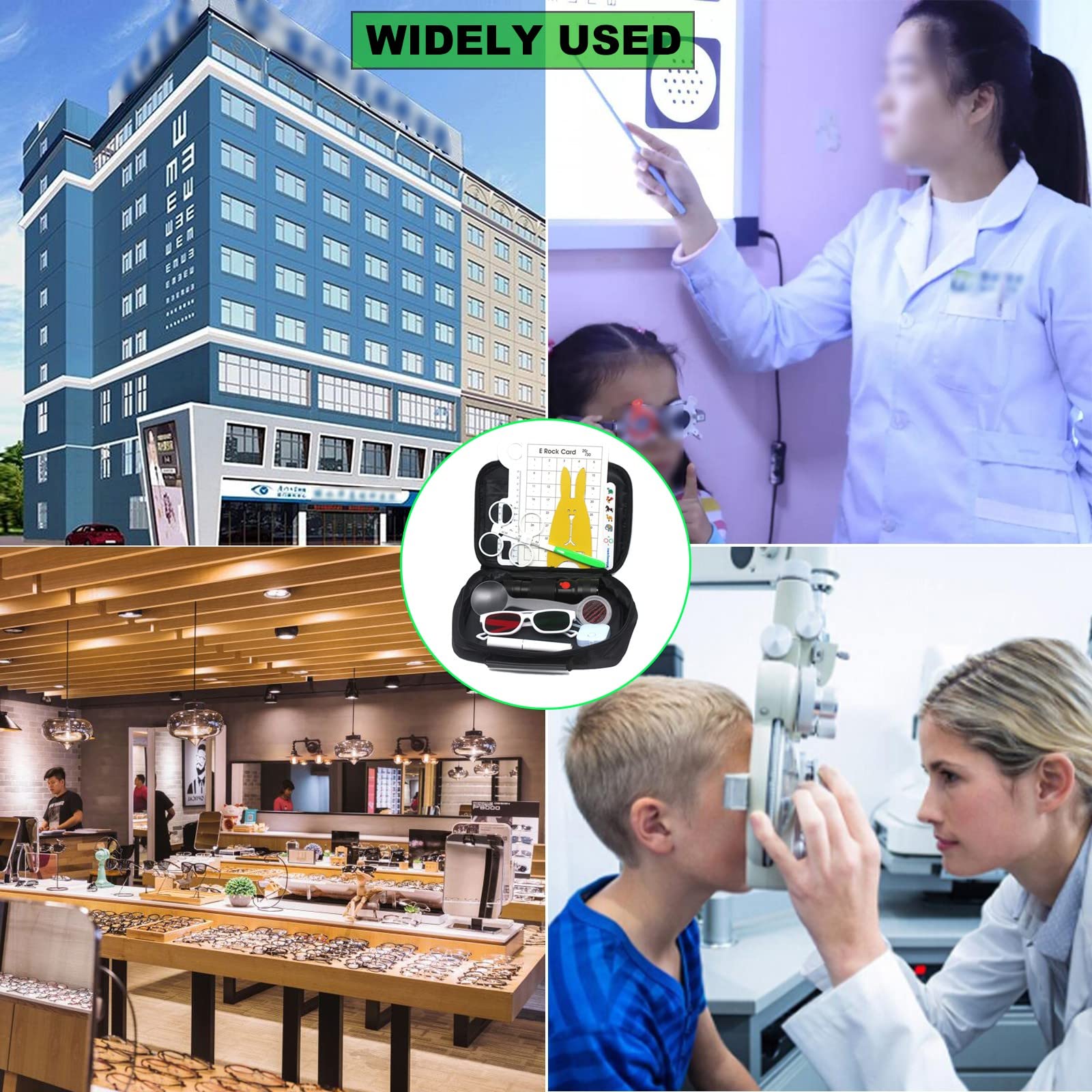 NICHOY Optics Strabismus and Amblyopia Eye Position Inspection Tool,Optometry Function Visual Inspection Kit,Worth Four-Hole Lights,Hand-held red-Green Glasses(Color:A,Size:a Set)