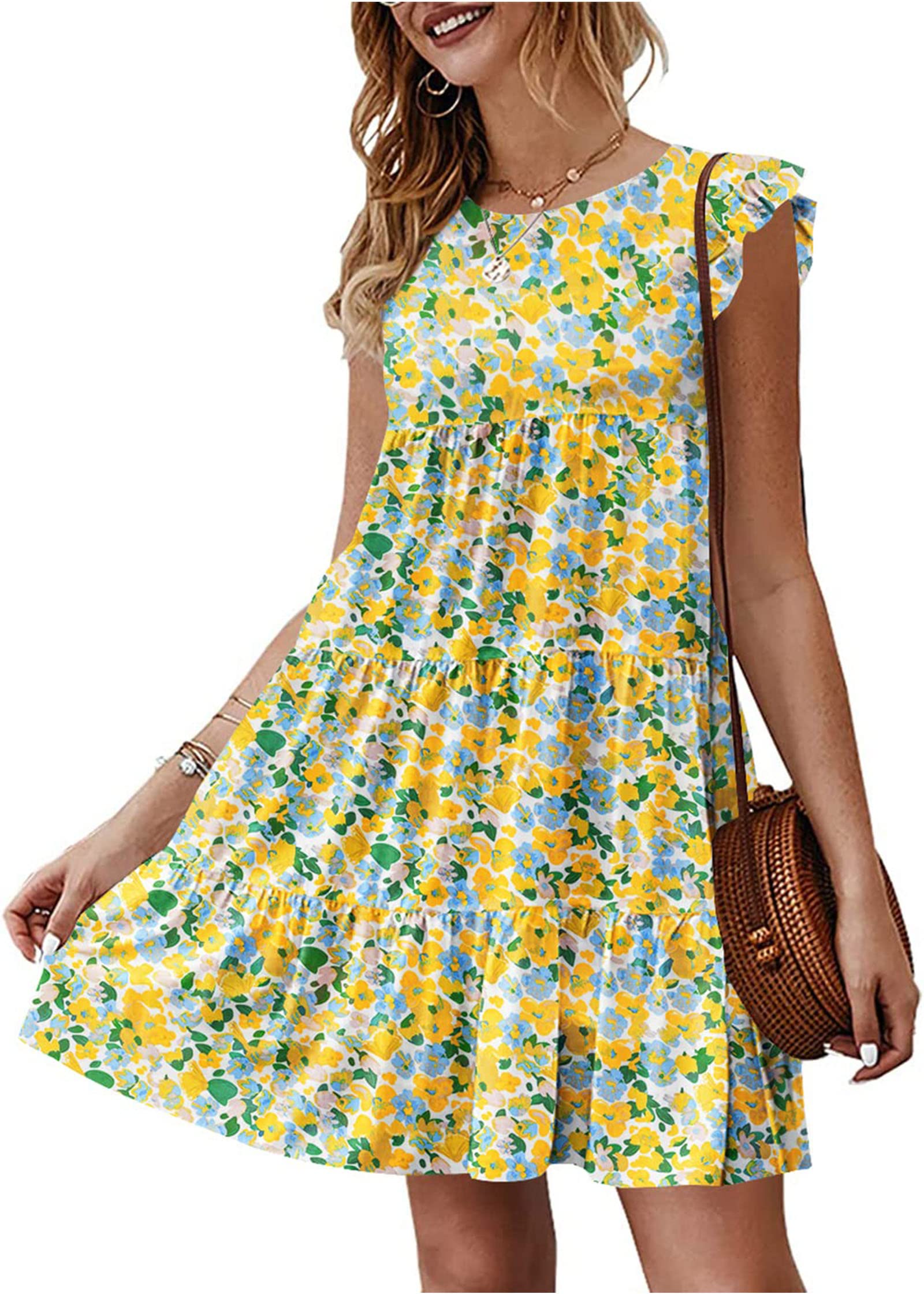 KIRUNDO Summer Dresses for Women Sundress Babydoll Dress