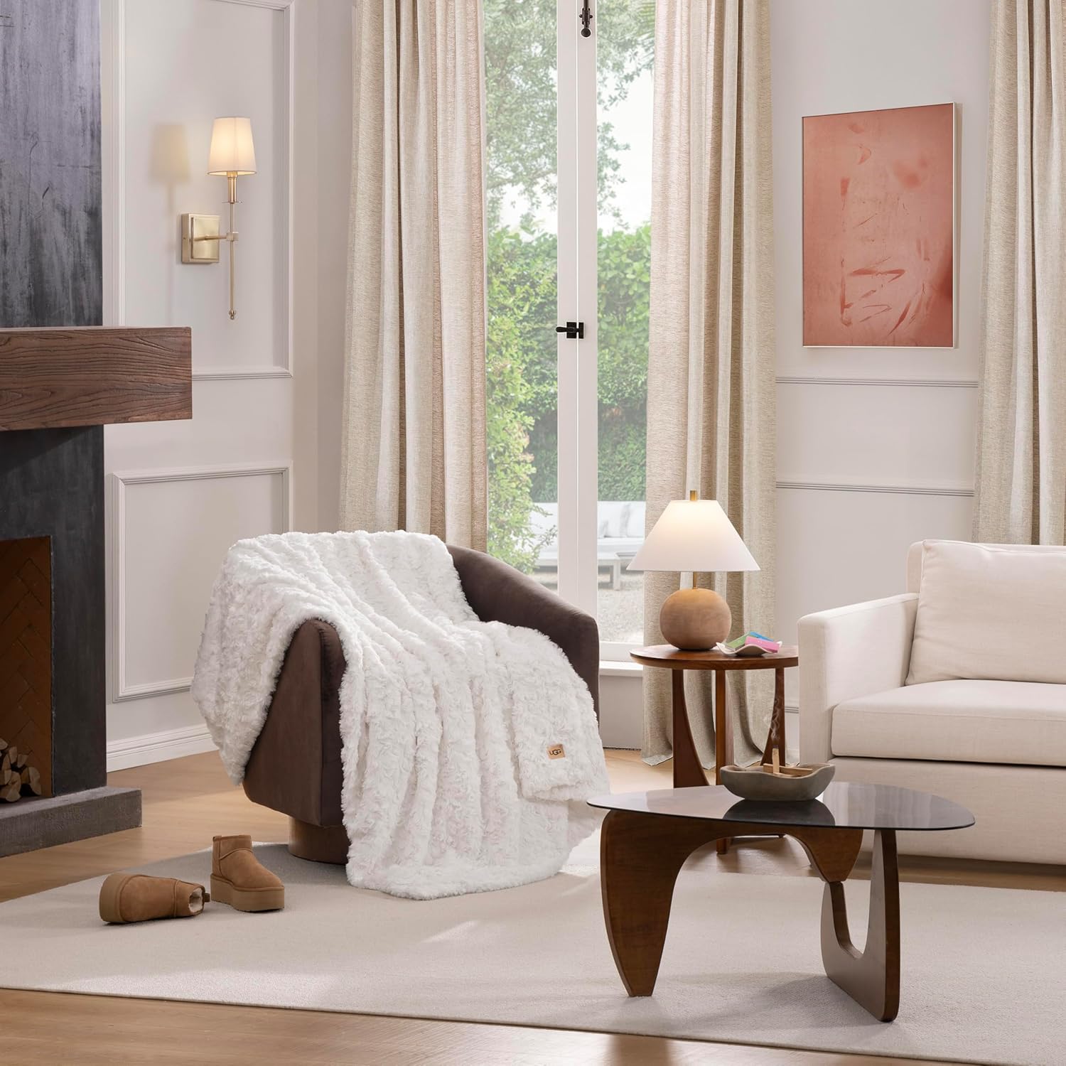 UGG Adalee Faux Fur Throw Blanket Luxury Lightweight Cozy Soft Throw for Couch Bed or Chair Hypoallergenic Machine Washable Double-Sided Fluffy Blanket Home Decor, 50-inch x 70-inch, Natural White - Image 2