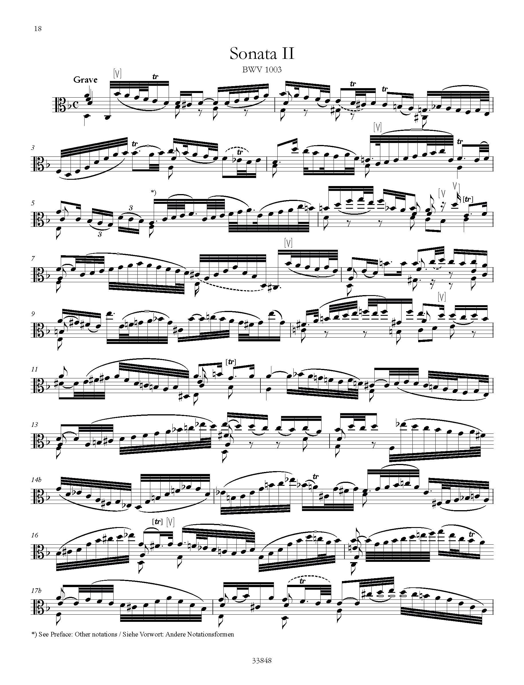 Sonaten & Partiten BWV 1001-1006: (original für Violine solo) Transkription für Viola Solo (Edition Peters)