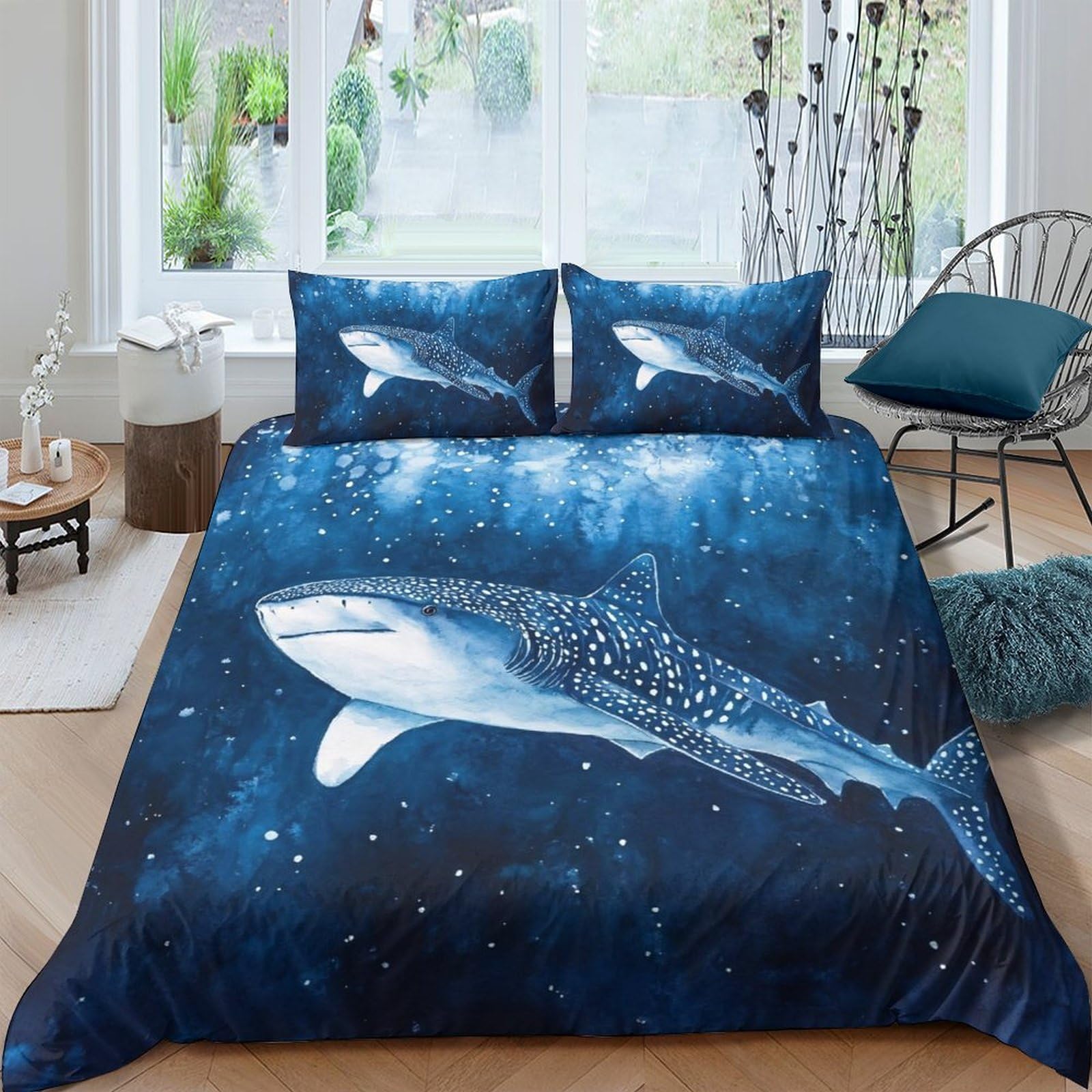 Ctjqhvkz Style-10 3D Printed Whale Ocean Fitted Sheet Microfiber Soft Breathable Deep Sea Mattress Cover For Bedroom Dorm Decor Single（135X200cm）