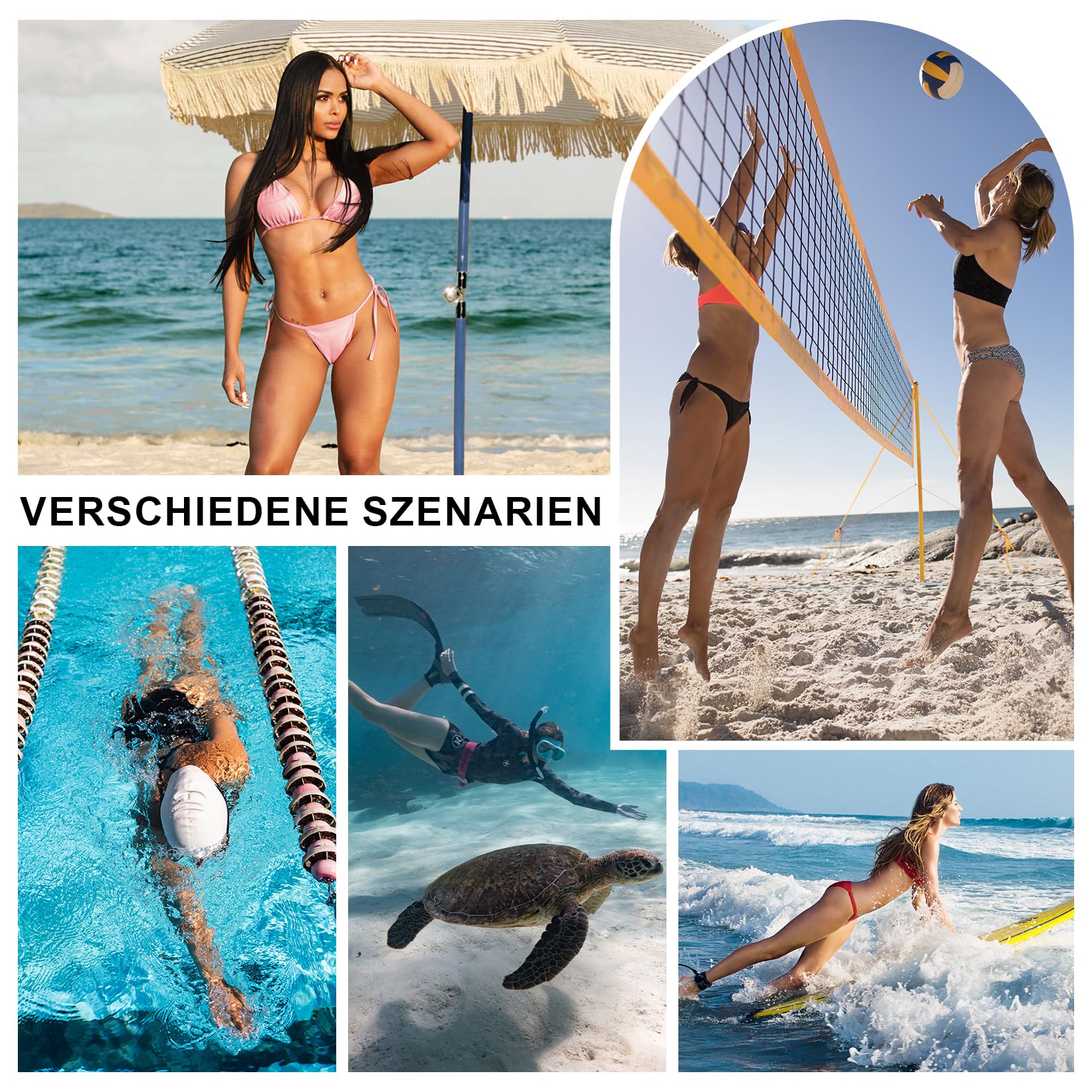 PONCEAU Bikinihose Damen mit Raffung Klassisch Badehose Badeshorts Strandhose Grosse Grössen für Frauen Bikini Hose Gezopfte Schleifen-Design