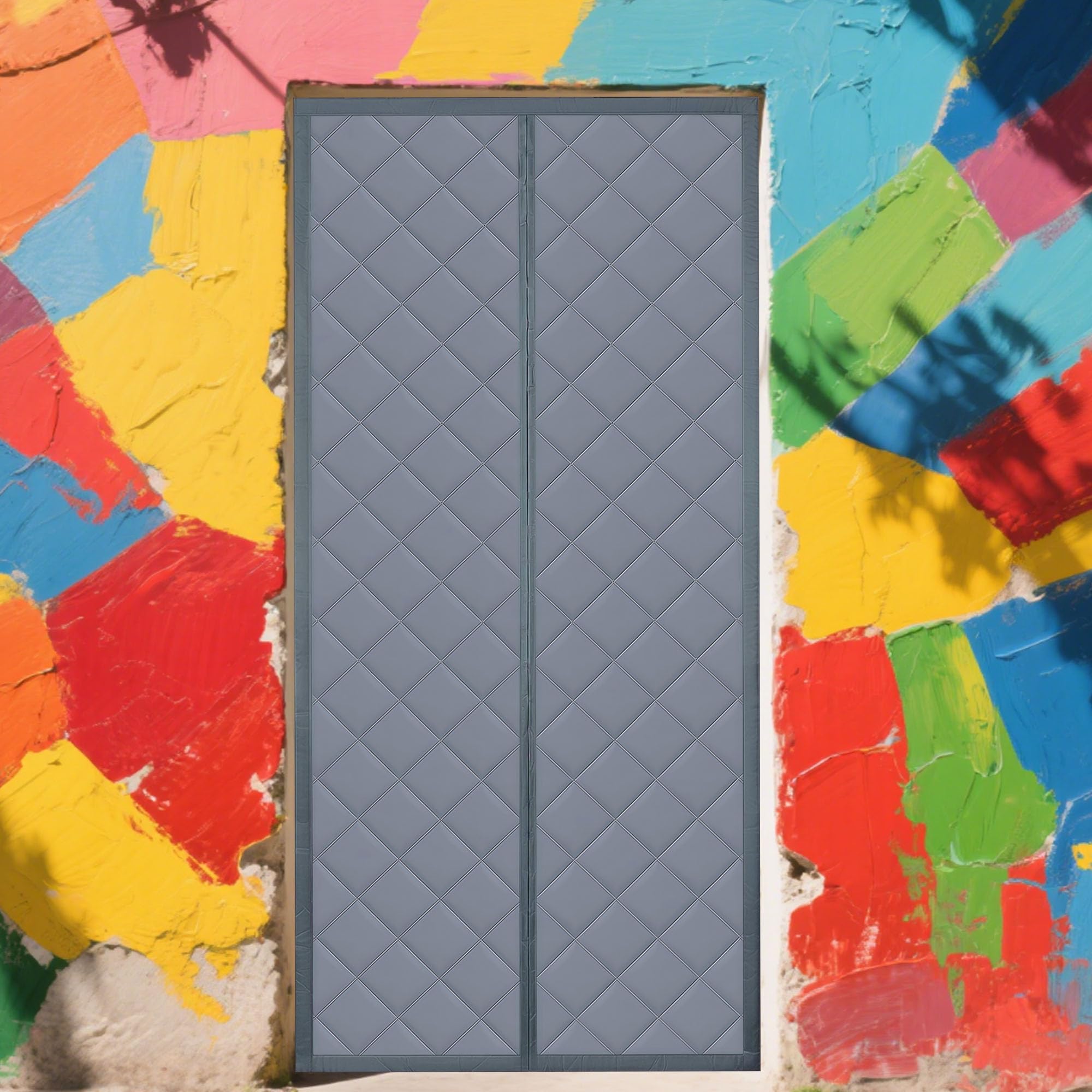 Tenda Termica Magnetica per Porte 75 x 293 cm Anti Freddo, Oscuramento, Insonorizzazione, Chiusura Automatica Tenda Isolante Porte Invernali per Interni Esterni, grigio argento