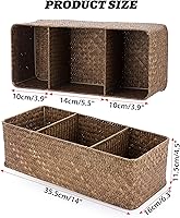 Vista 2 de ELLDOO Coffee Pod Holder, Large Capacity Coffee Pod Organizer for K Cup Nespresso Pods, Hand-Woven Seagrass Storage Basket, 3-Section Wicker Baskets
