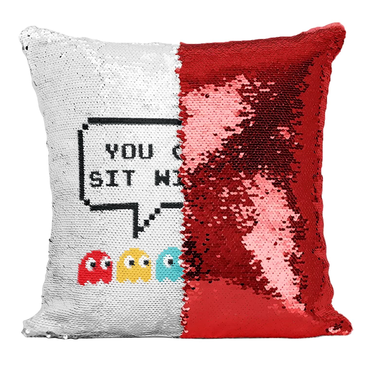 Coussin sequin rouge pour raviver une déco geek ennuyeuse grâce au style pixel art rétro