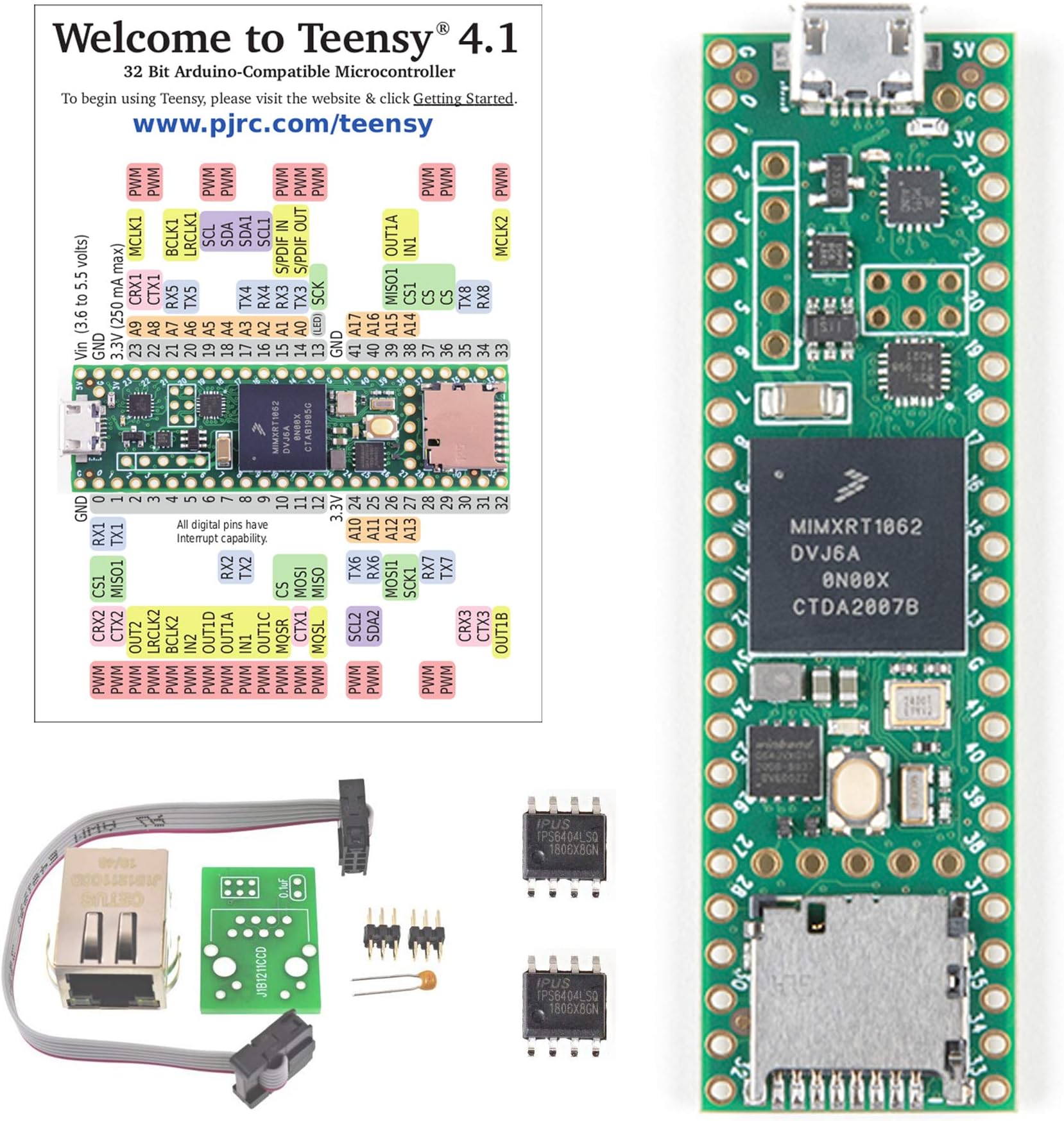Amazon.com: Teensy 4.0 iMXRT1062 Microcontroller Development Board w ...