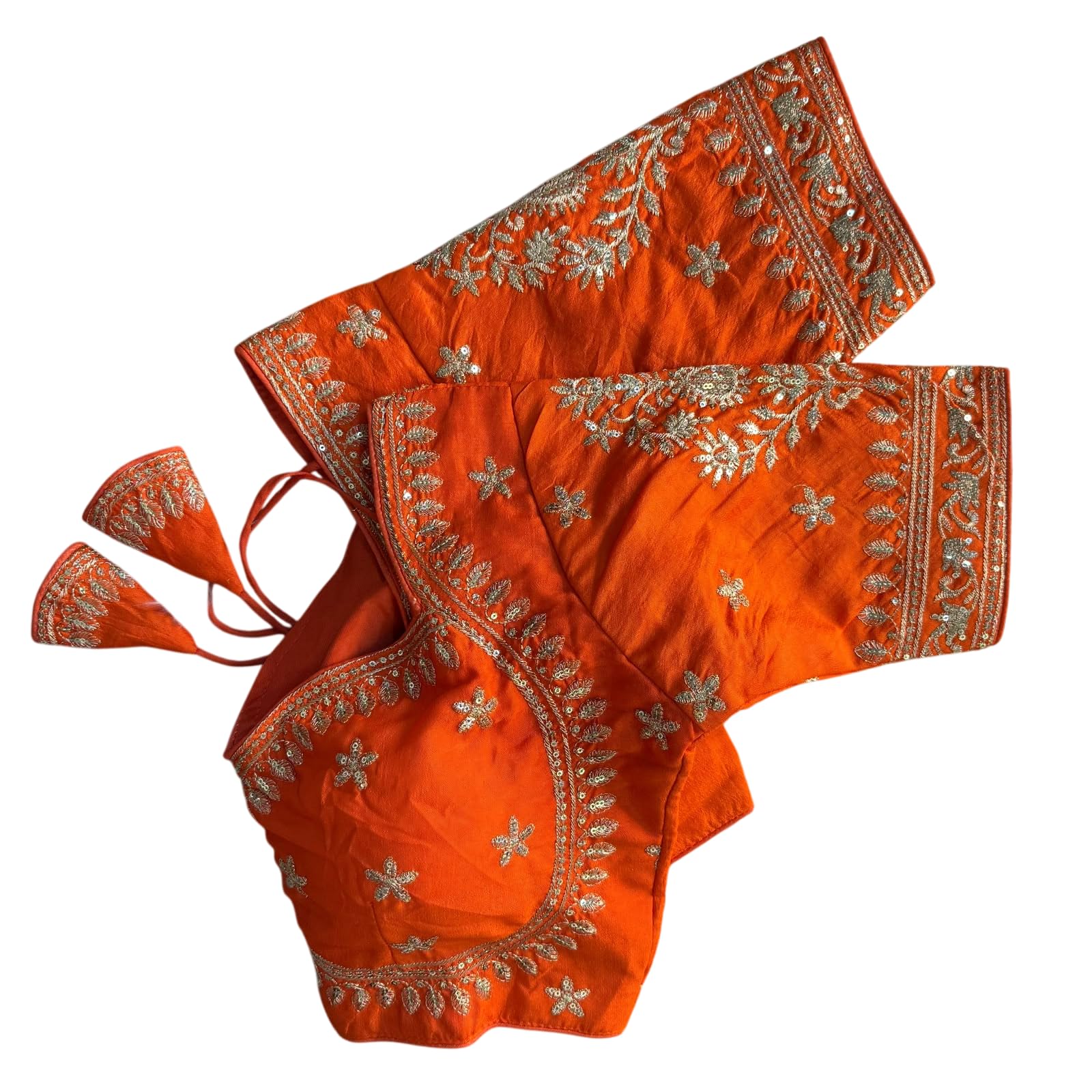 Women's Heavy Pure Vichitra Silk Embroidered Blouse, Heavy Zari Sequence Work, Padded Back Open Saree Blouse, 12 Inch Sleeves, Alterable-image-35