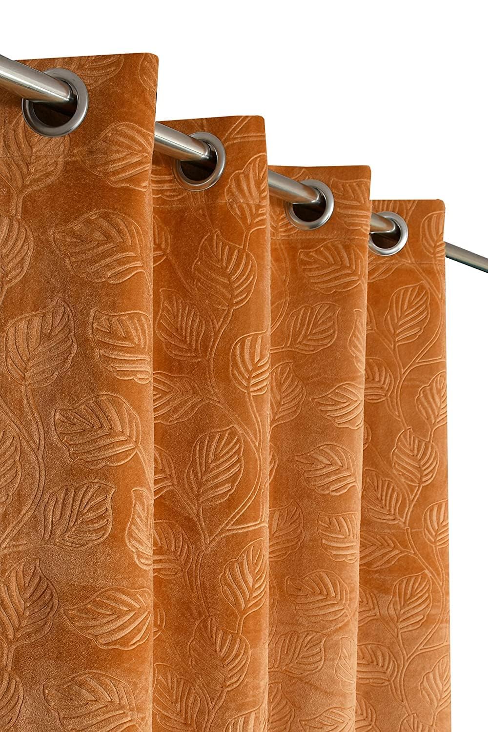 Vervique Heavy Soft Abstract Velvet Solid Emboss Pan Patta Design Room Darkening Long Door Curtains 9 feet Long Set of 1 | Eyelet Rings | Golden Curtain (B0CQYR1HKT) Amazon Price History, Amazon Price Tracker