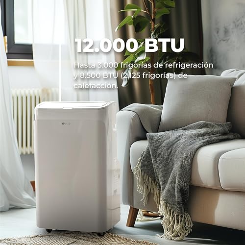 EVVO Climatiseur portable 12 000 BTU, froid et chaud, télécommande, minuterie 24h, 4 en 1, déshumidificateur, ventilation, jusqu'à 26 m² (CLIMA P12) - 3