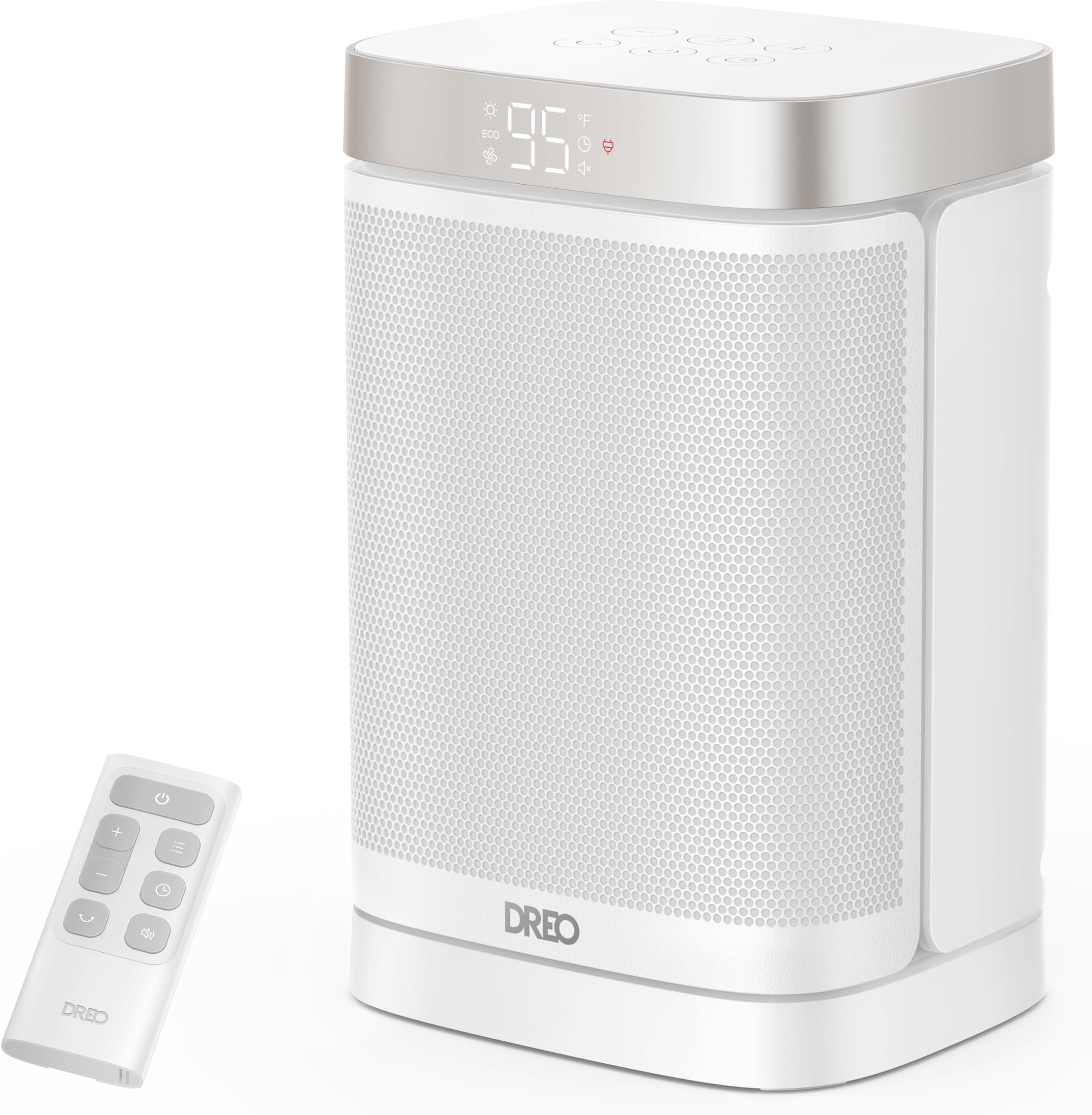 DREO Atom One Space Heater with Remote, 70°Oscillating Electric Heaters with Digital Thermostat, 1500W PTC Ceramic Heater, 12h Timer, Quiet Safety Heating, Portable Heater for Home Office