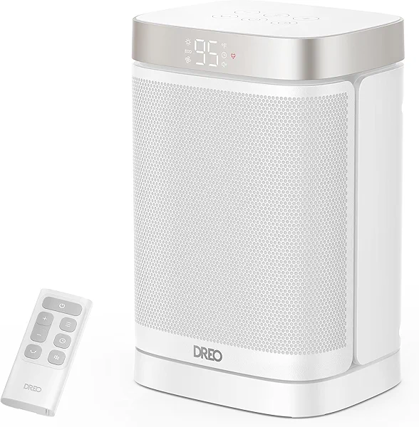 Dreo Atom One Space Heater with Remote, 70°Oscillating Electric Heaters with Digital Thermostat, 1500W PTC Ceramic Heater, 12h Timer, Quiet Safety Heating, Portable Heater for Home Office St