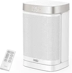 Dreo Aquecedor de ambiente Atom One com controle remoto, aquecedores elétricos oscilantes de 70° com termostato digital, aquecedor de cerâmica PTC de 1500W, temporizador de 12h, aquecimento silencioso