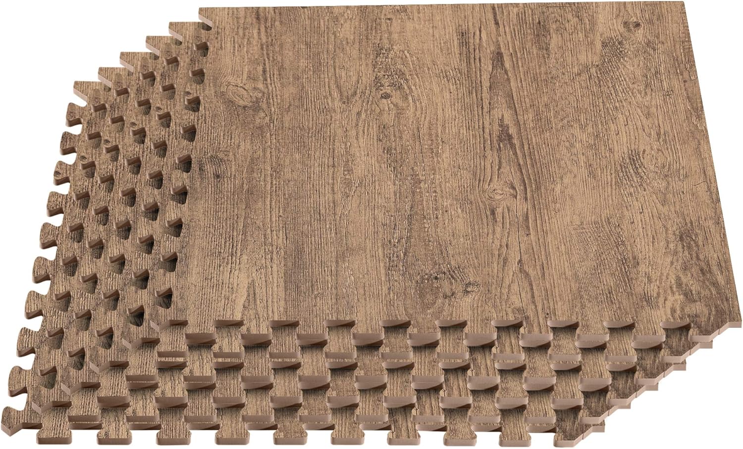 Forest Floor Farmhouse 3/8 Inch Thick Printed Foam Tiles, Premium Wood Grain Interlocking Foam Floor Mats, Anti-Fatigue Flooring – Stylish Flooring Solution