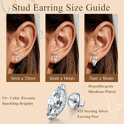 Brilliant Heart-cut/Oval-cut/Trillion-cut/Cushion-cut/Emerald-cut/Marquise-cut Stud, 925 Sterling Silver Cubic Zirconia Stud Earrings for Women Men
