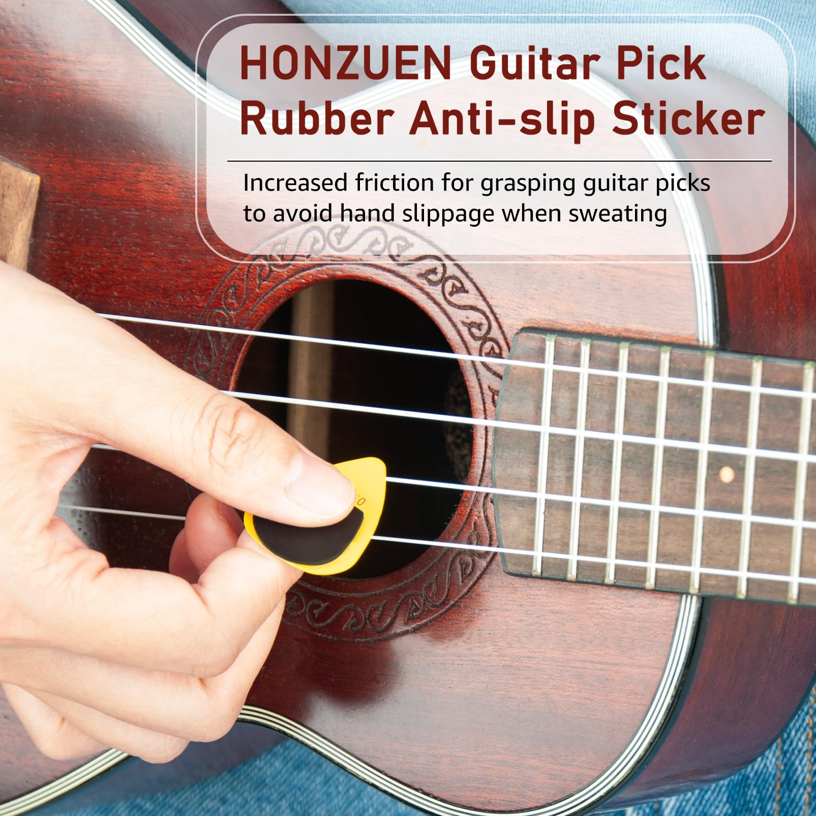 HONZUEN Anti-slip Stickers for Guitar Picks 48 Non-Slip Stickers Thin 1mm Pick Grip for Bass Acoustic Guitar Electric Guitar Ukulele Metal Guitar Rock Guitar Bass Guitar Picks Black - Image 2