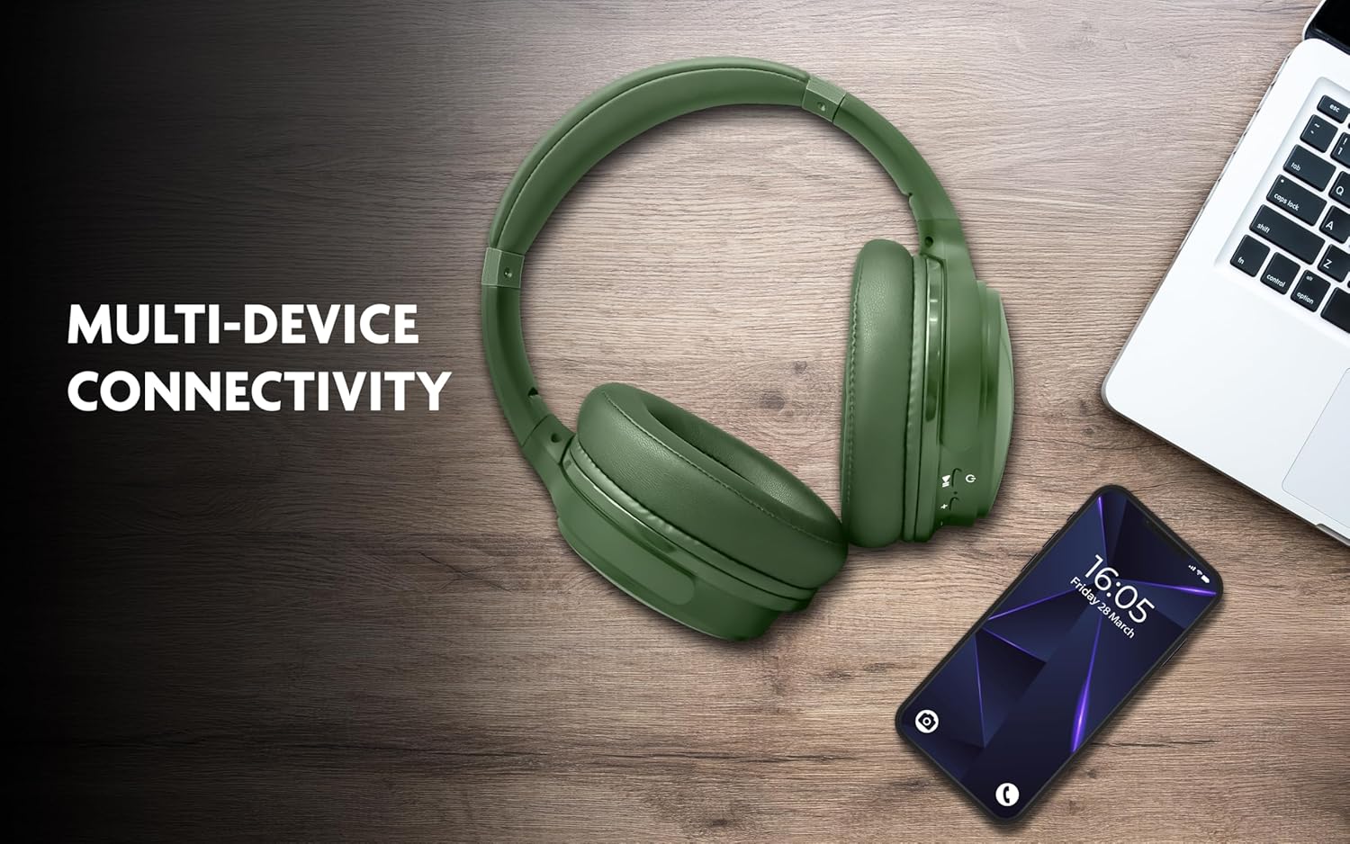 Fisher Pro Active Noise Cancelling Headphones, Over Ear Headphones Wireless Bluetooth 5.3, Microphone, Lightweight Comfortable Headset for Home, Travel, Rechargeable Workout Headphones, Deep Base - Image 7