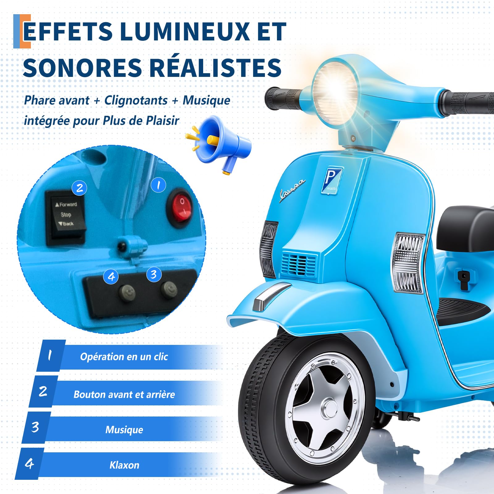 Garvee Moto Elettrica per Bambini Mini Vespa Scooter Motorino Elettrico 6V