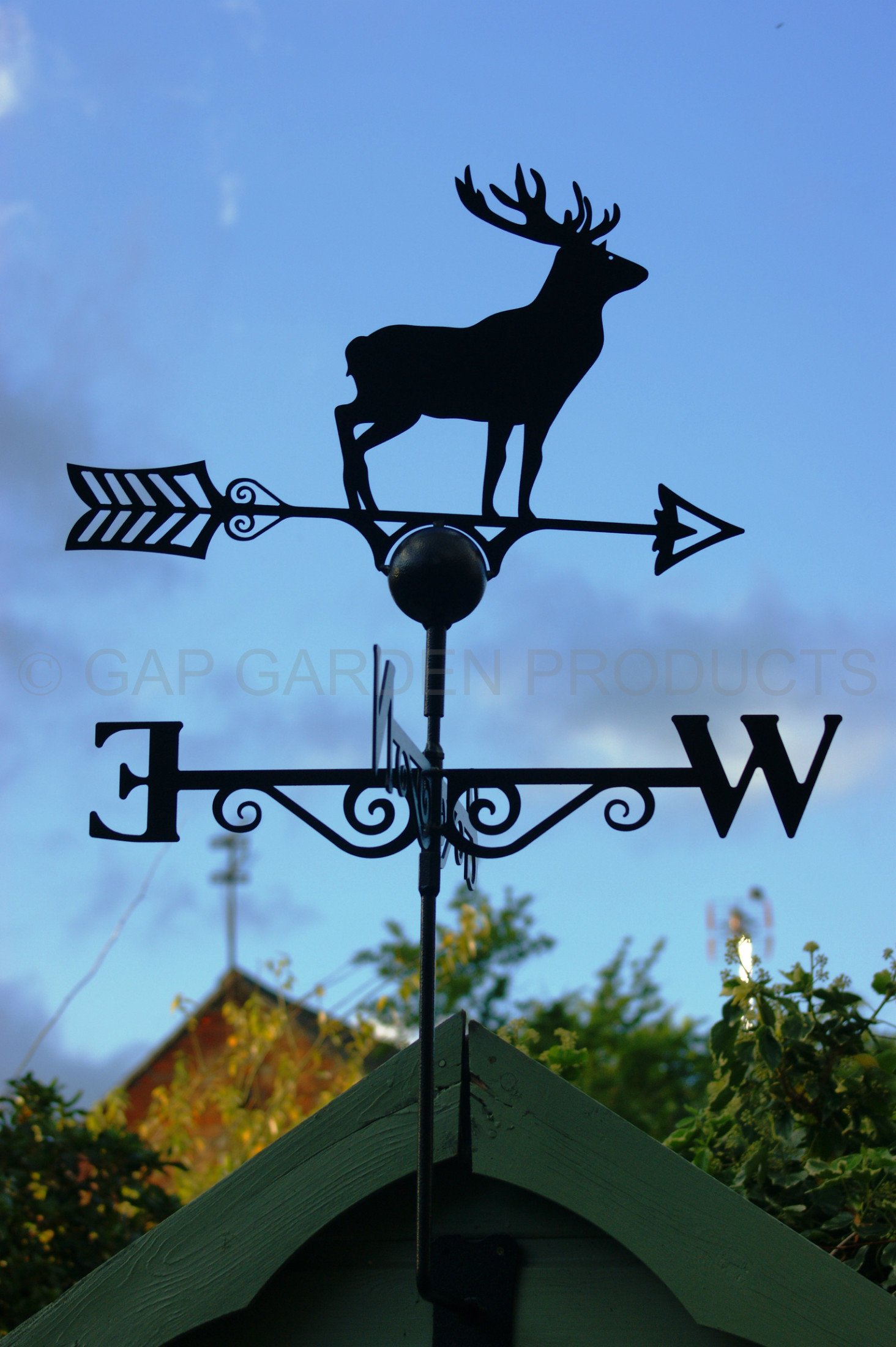 Gap Garden Products Antique Black - Stag (Deer) Deisgn Weathervane. Solid Metal Construction And Coated In A Durable Black Finish