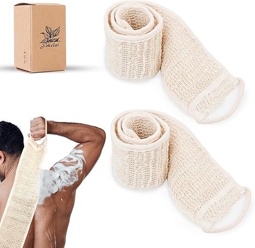 Cepillo de sisal para piel seca y corporal para baño y ducha (juego de 2)