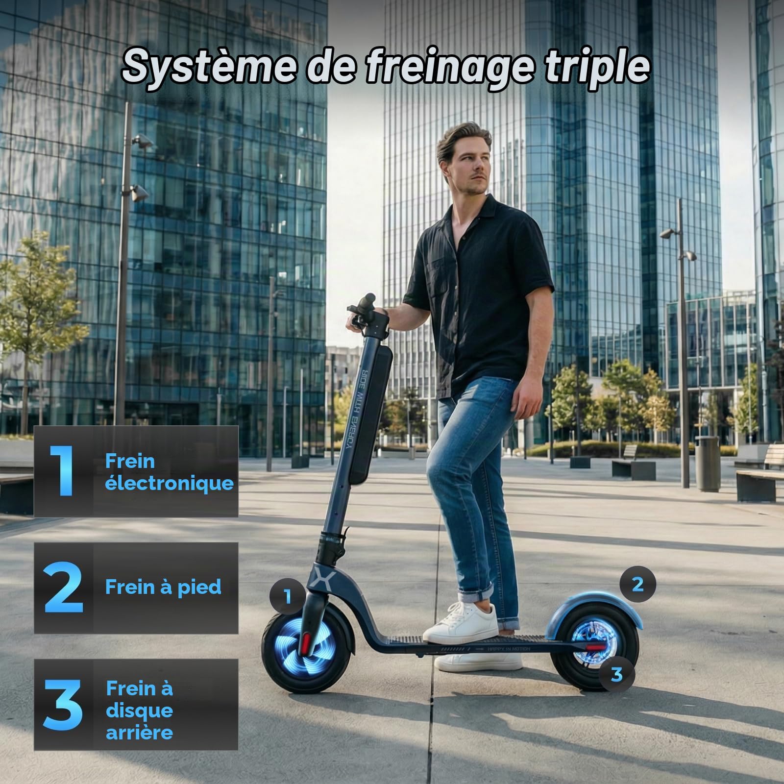 HX X8 Trotinette Electrique Adulte avec Batterie Amovible, Moteur 500W, 25km/h, Autonomie 45 KM, Trottinette Électrique Pliable, Double Frein, Écran LCD,3 Modes de Vitesse,Déplacements Quotidiens