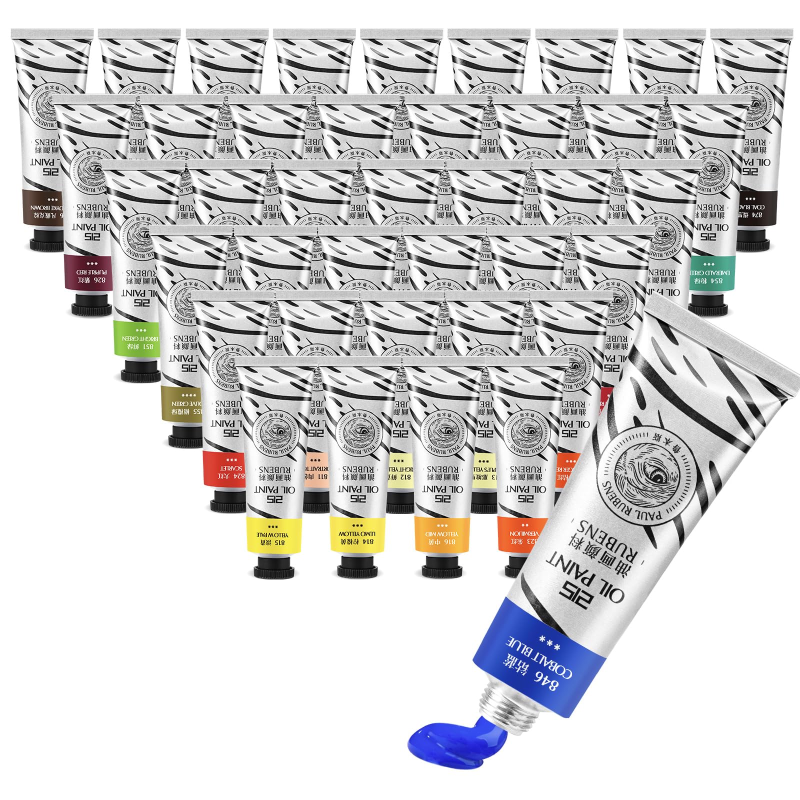Paul Rubens Zestaw farb olejnych, 40 kolorów x 50 ml, duże tuby, farby olejne dla artystów, bogaty pigment i kremowa tekstura farby olejnej, o doskonałej trwałości i kryciu, odpowiednie dla artystów i