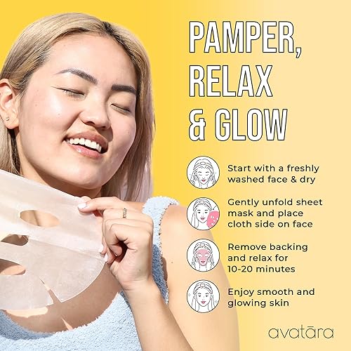 Miniatura 5 de Avatara Bee My Honey - Mascarilla facial de 5 hojas, mascarillas hidratantes con extracto de miel y caña de azúcar, mascarilla facial para el