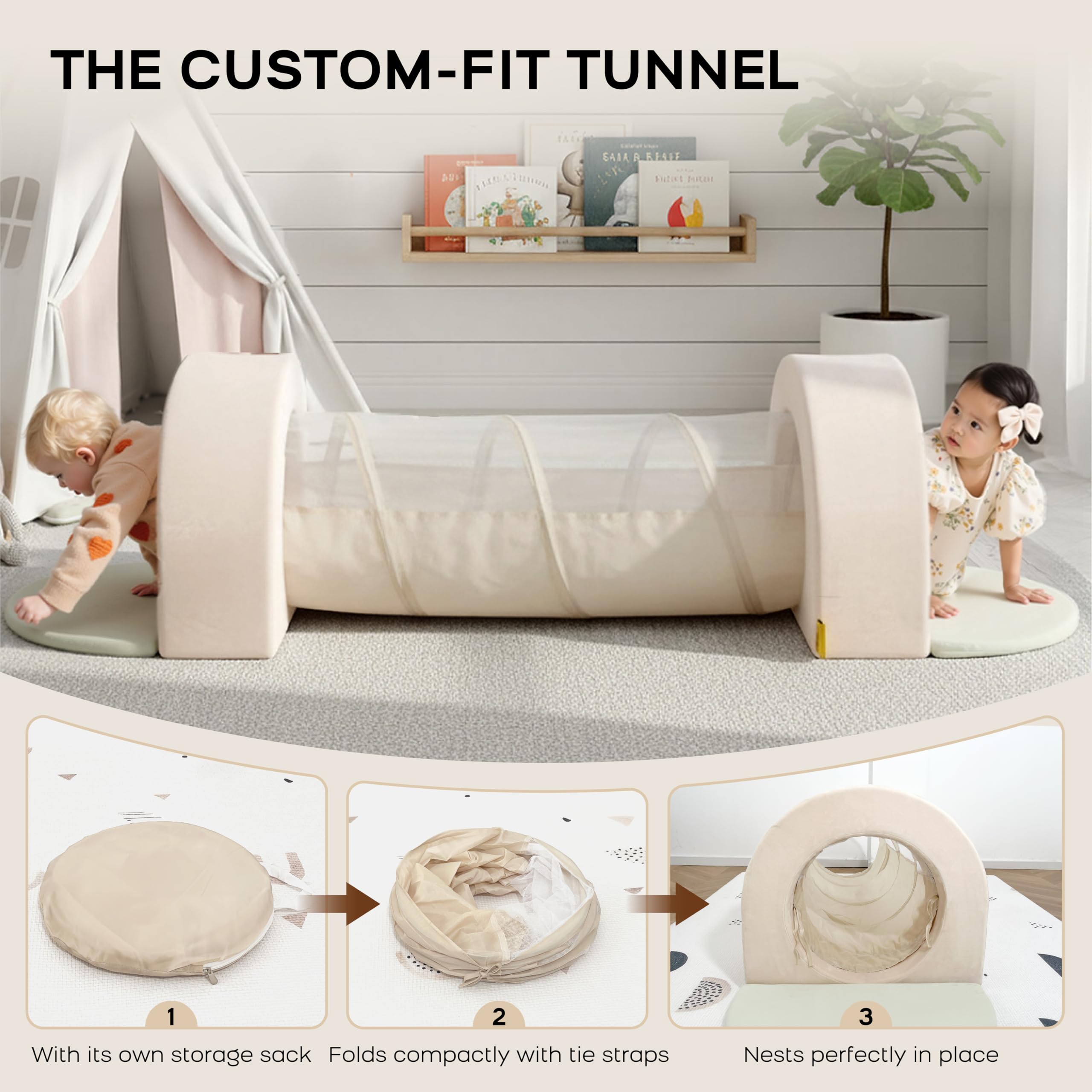 BanaSuper Schaumstoff Bausteine & Spieltunnel Set | XXL Kletterblöcke und Krabbeltunnel für Kinder | Sicherer Indoor Spielspaß für Baby und Kleinkind | EN71-zertifiziert Motorikspielzeug für Zuhause