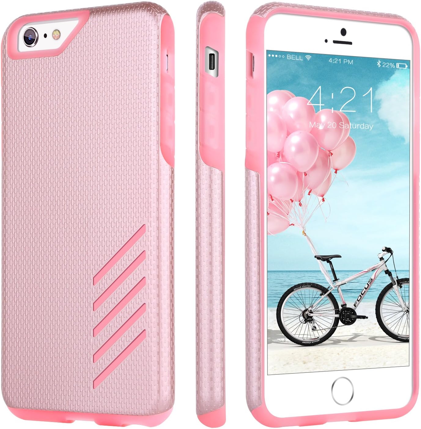 iPhone 6 Plus Case, iPhone 6S Plus Case, BENTOBEN Anti-Slip 2 in 1 Dual Layer Hybrid Scratch Resistant Hard PC Soft TPU Bumper Shockproof Protective Case for iPhone 6/6S Plus (5.5 inch), Rose Gold