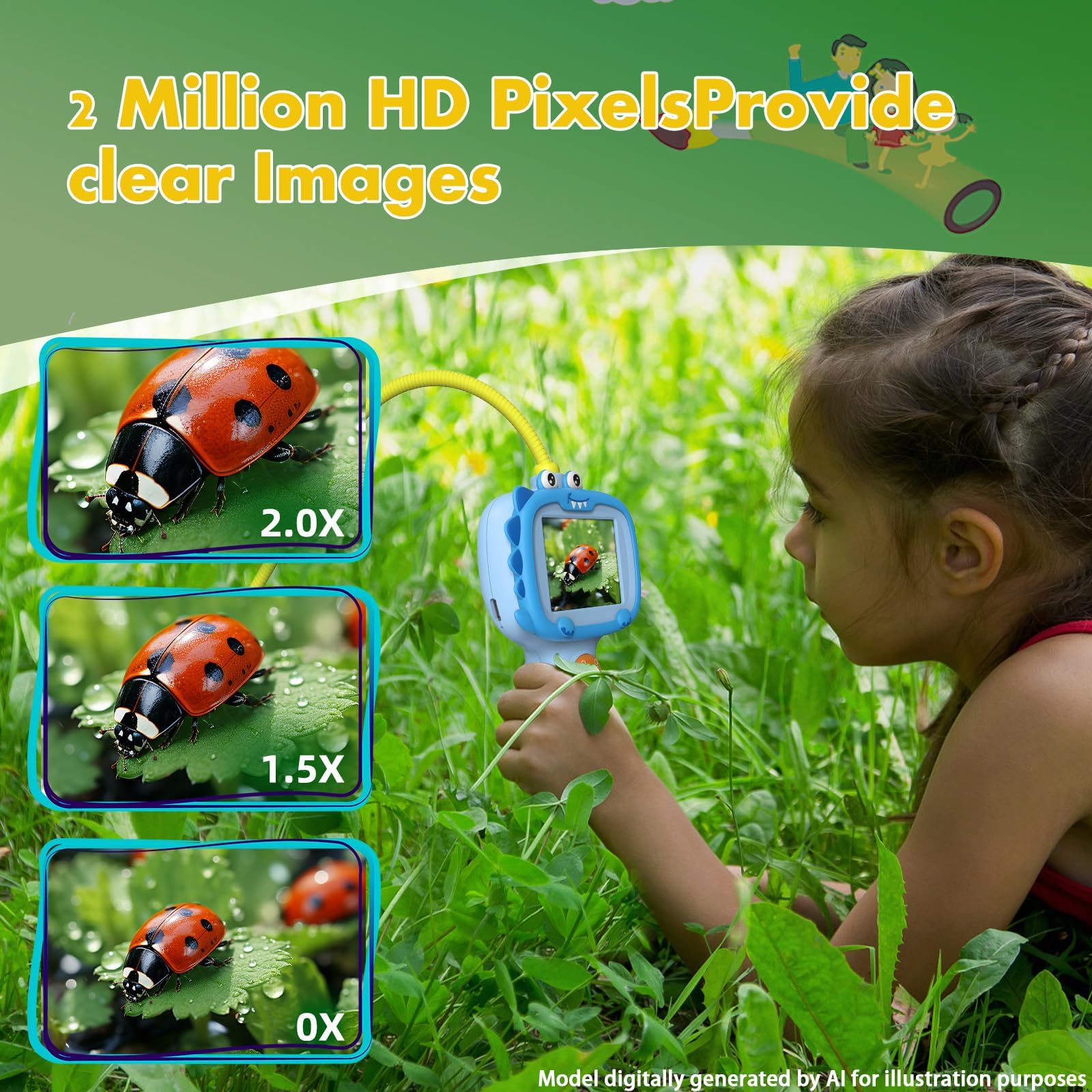 Daxiongmao Endoscopio para niños con luz, juego educativo de exploración científica, actividades naturales, cámara endoscópica con luz, cámara endoscópica, gadgets para hombres (azul)