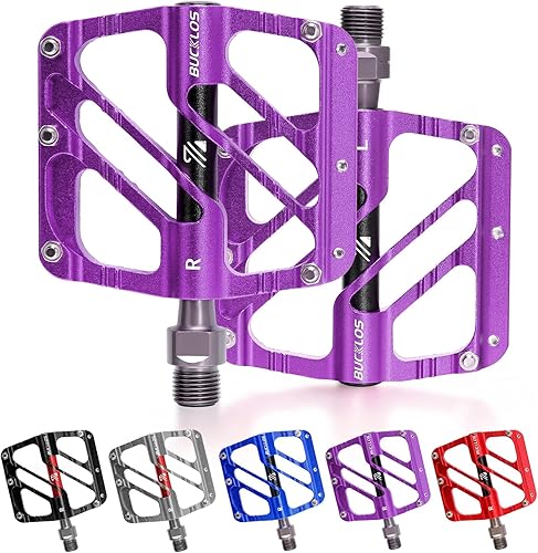 Miniatura 1 de BUCKLOS Pedales planos MTB, pedales de bicicleta de montaña, 3 rodamientos CNC para adultos, pedales de bicicleta de carretera para adultos,