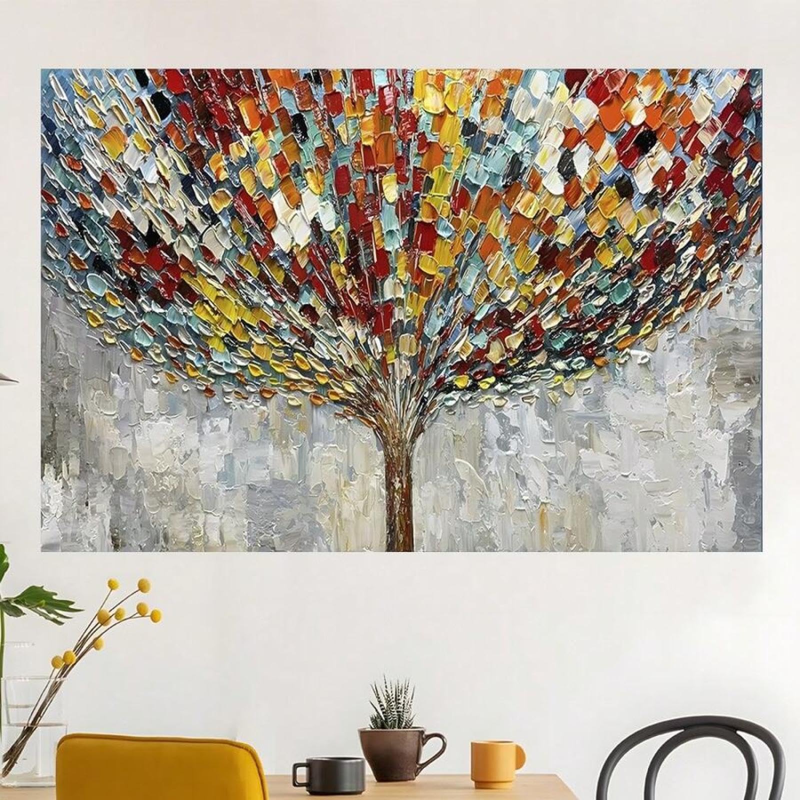 Tableaux sur toile arbre abstrait moderne pour décoration murale colorée impression 40x60cm - 7