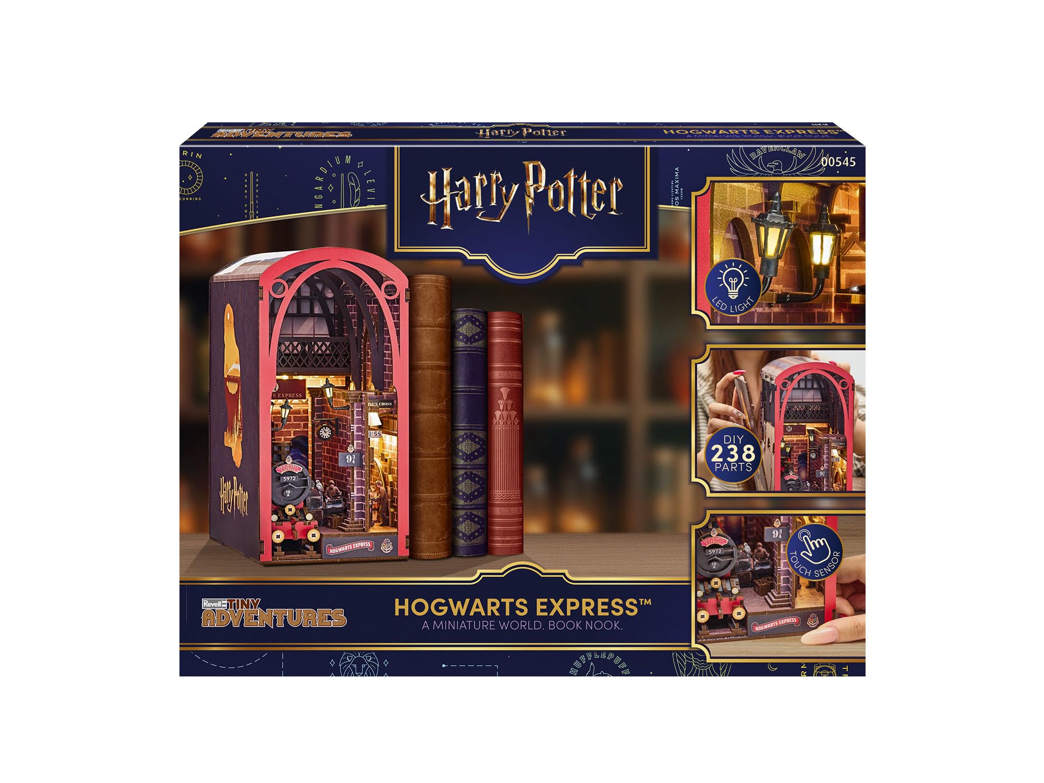 Revell Tiny Adventures Tiny Adventures - Harry Potter Hogwarts Express Book Nook - con illuminazione a LED, miniatura 3D fai da te in legno
