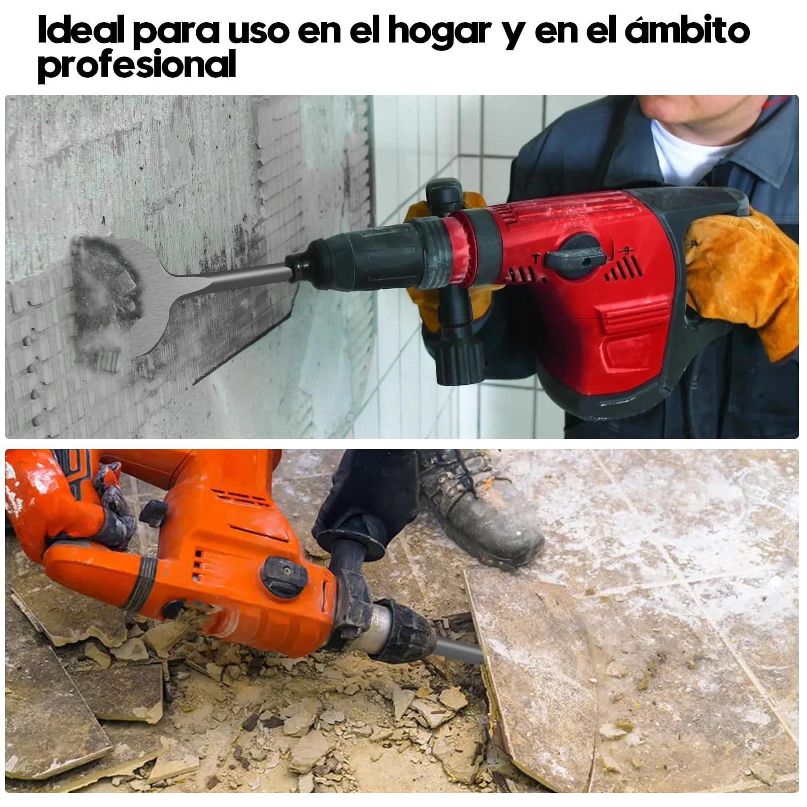 Juego de 2 Cincele SDS Plus, Cincel Plano y Angular de 20°, 250mm x 75mm, Acero Aleado 40Cr, Cinceles para Martillo Demoledor, Cincel SDS para Azulejos, Hormigón, Mampostería, Yeso