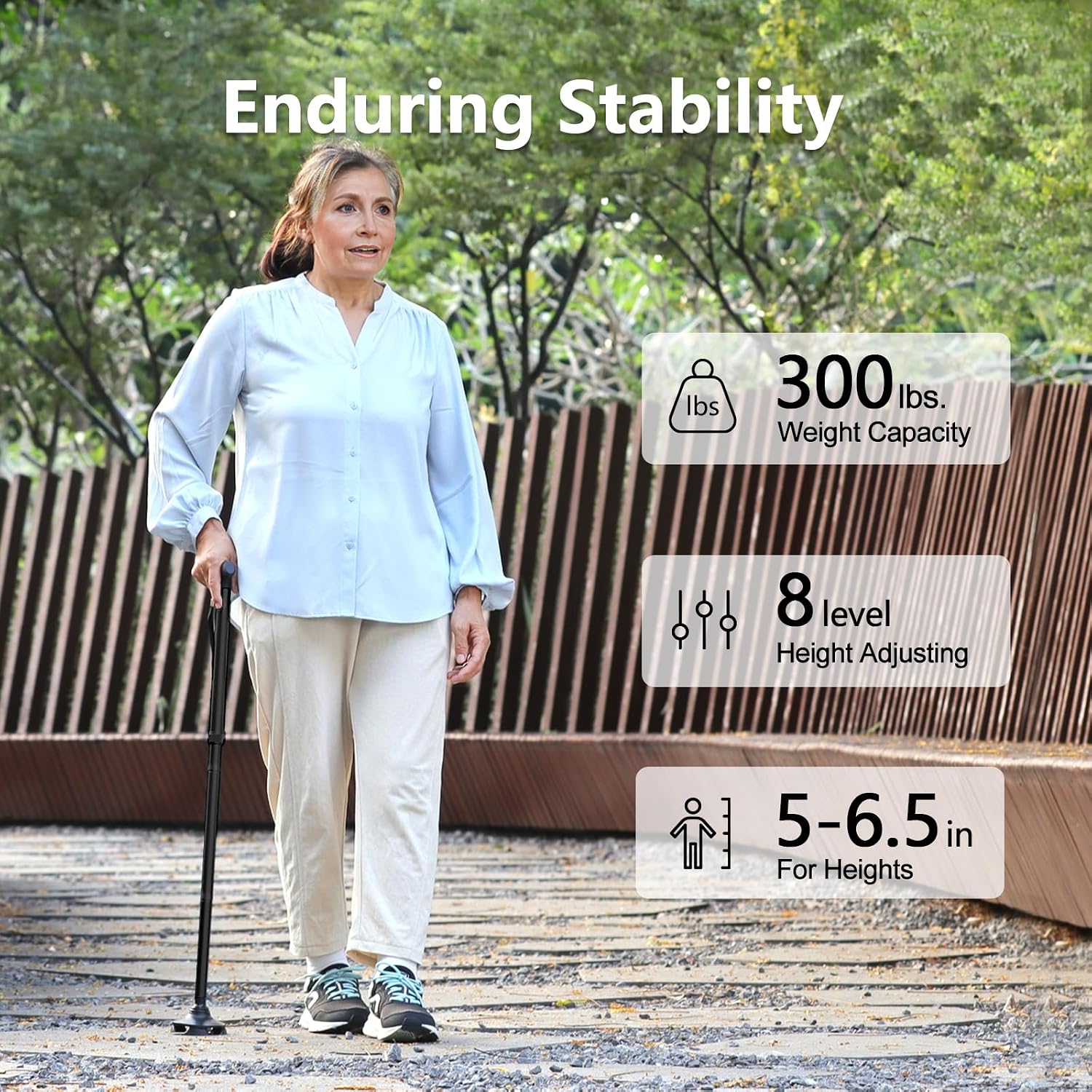 Rehaescort Walking Cane - Folding, Adjustable, Lightweight, Walking Canes for Men & Women, Free Standing, Pivot Tip, Soft Handle, Foldable Walking Sticks with Travel Bag (Black)