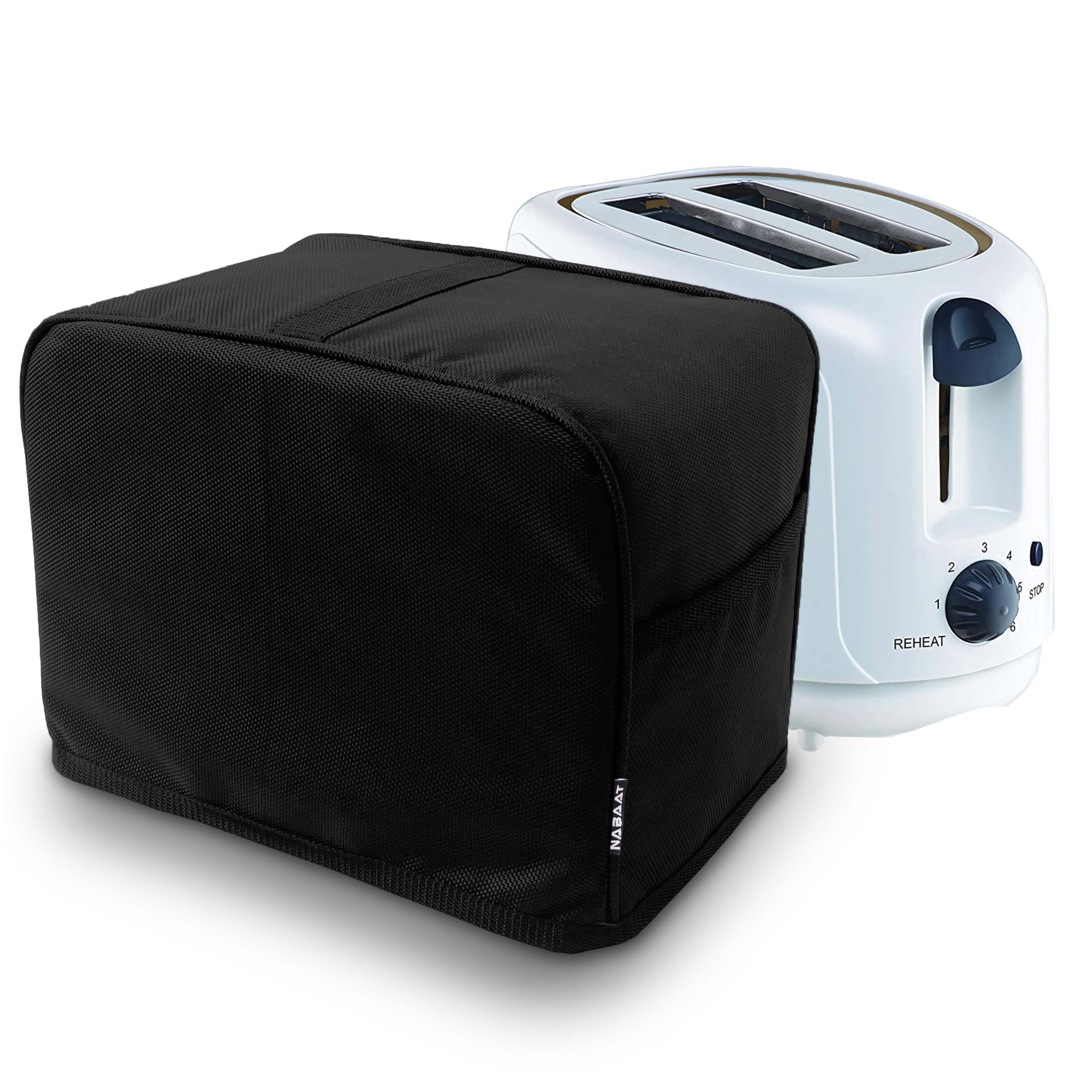 NABAAT Dust Proof Water Proof Washable Cover for 2 Slice Toaster Pop up Kitchen with Pockets Standard Size, Black (11”x 6.5”x 8”)