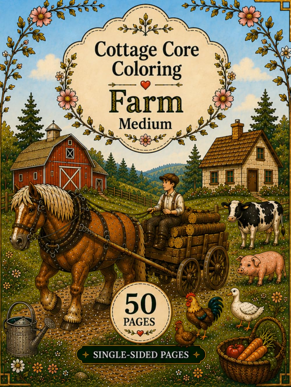 Cottage Core Coloring Farm Medium: A Cottagecore Coloring Adventure Through Country Living