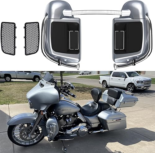 Miniatura 28 de Moto Onfire River Rock Gray (brillante) carenados inferiores aptos para H-D Touring Street Road King Glide FLTR 2014-2023, kits de calentadores