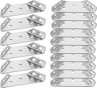 CertBuy 40 Pcs Trapeziform Angle Brackets, Stainless Steel Corner Braces, Furniture Fastener Joint Corner Connector for Shelf Cabinet Table Chair