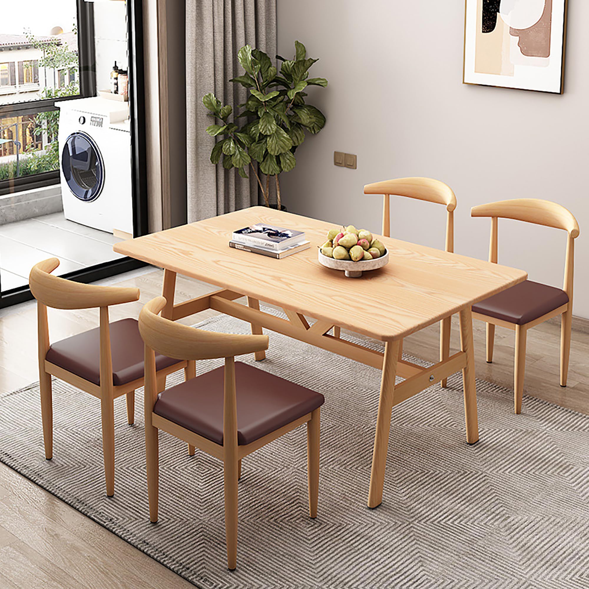 Amazon｜ダイニングテーブルセット 4人用 ダイニングテーブル 5点 