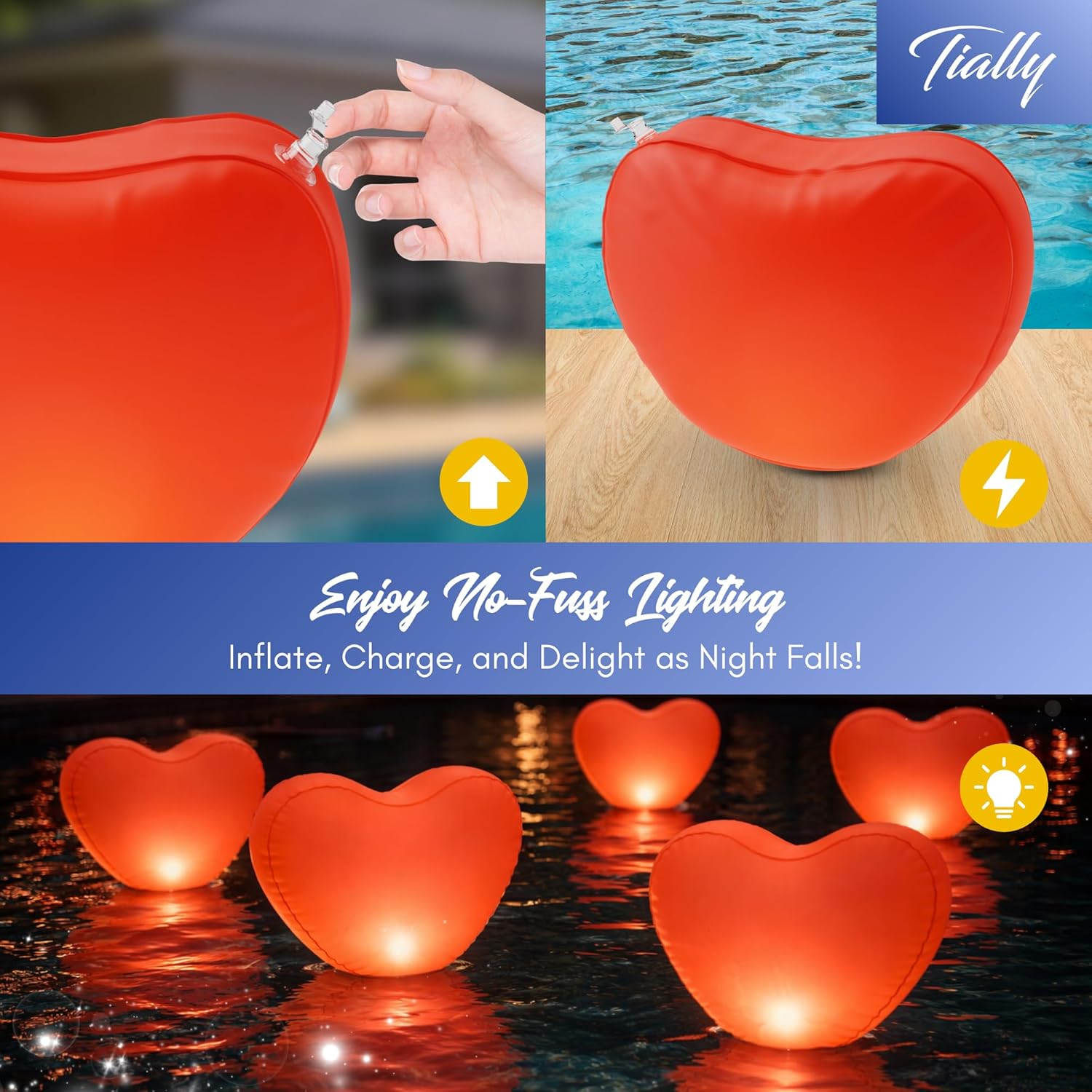 TIALLY Floating Pool Lights Solar Powered - Inflatable Solar Pool Lights, IP68 Waterproof Decor Float, Flamingo and Swans Decorations for Outdoor Use, for Women, Men, Adults