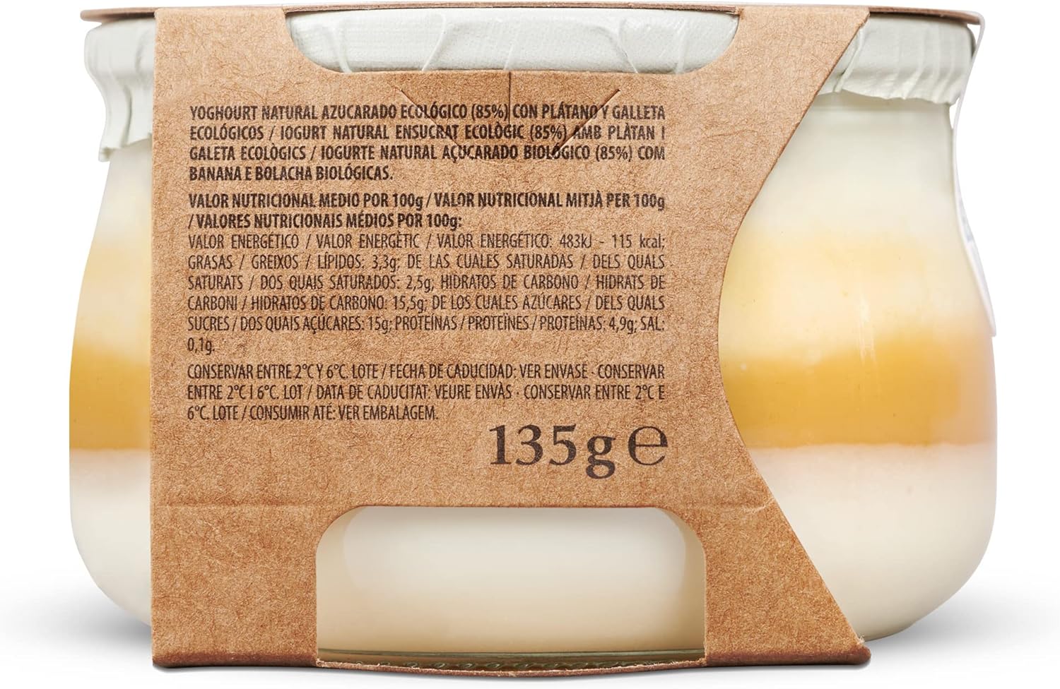Pastoret Yogur Ecológico con Plátano y Galleta, 135g - Imagen 4