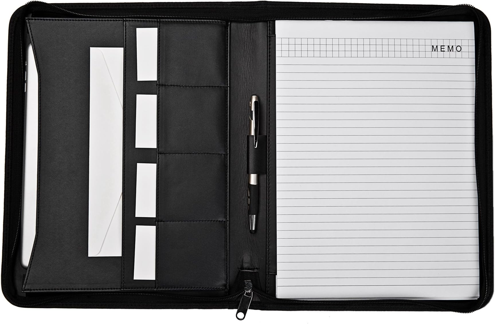 Business Letter Size Executive Padfolio Portfolio with Writing Pads, Left Handed and Right Handed Use by Jancosta (zip black)